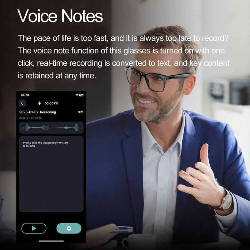 New AI Intelnt Translator Bluetooth Smart Glasses Men 163 Language Automatic Dialogue Translation Bluetooth Sunglasses Women
