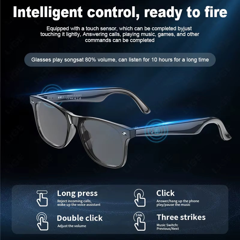 New AI Intelnt Translator Bluetooth Smart Glasses Men 163 Language Automatic Dialogue Translation Bluetooth Sunglasses Women