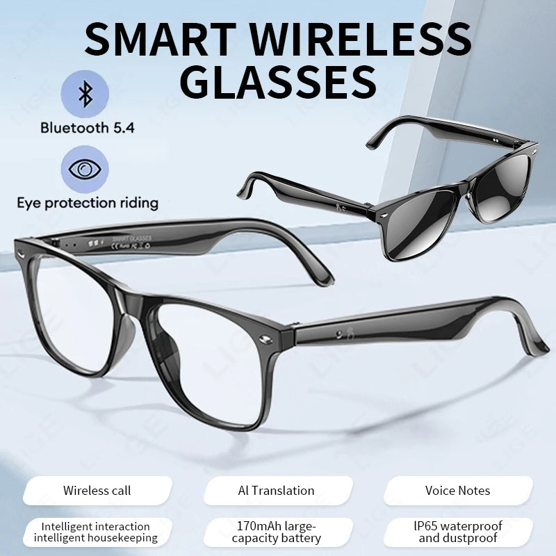 New AI Intelnt Translator Bluetooth Smart Glasses Men 163 Language Automatic Dialogue Translation Bluetooth Sunglasses Women